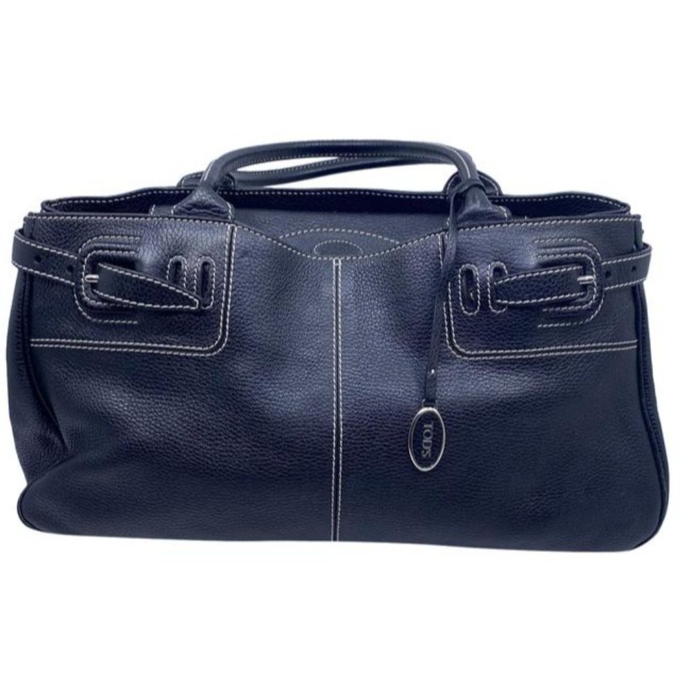 Tod S Drawstring Black Leather Shoulder Bag